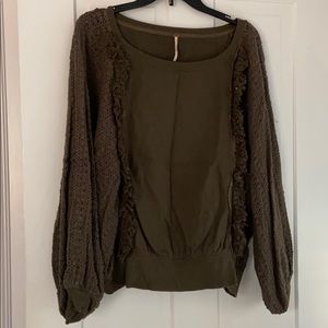 Free People size M olive knit sweatshirt